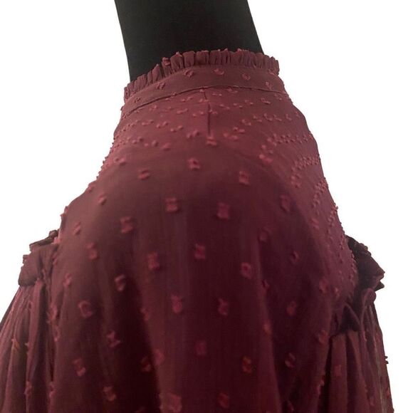 Japna Plum Swiss Dot Sheer Blouse Size Small‎ - Picture 6 of 11